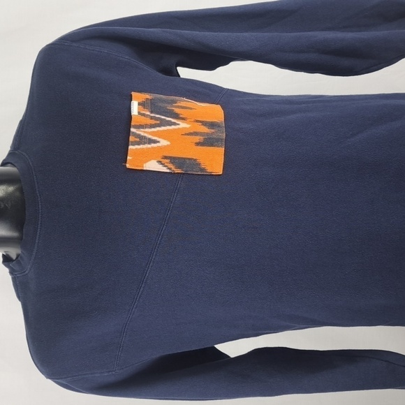 Volcom Mallace Aztec front pocket Med navy blue casual pullover sweatshirt - Picture 2 of 5